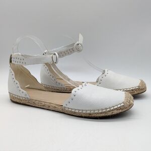 Marc Fisher Marquis white silver studded leather summer espadrille sandal 10